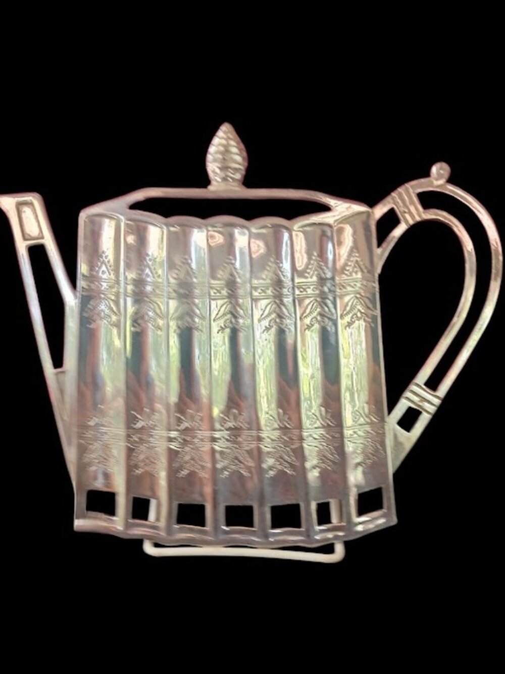 VINTAGE Godinger Silver Plated Teapot Trivet 1992 Hot Pad Serveware MCM - Picture 4 of 5